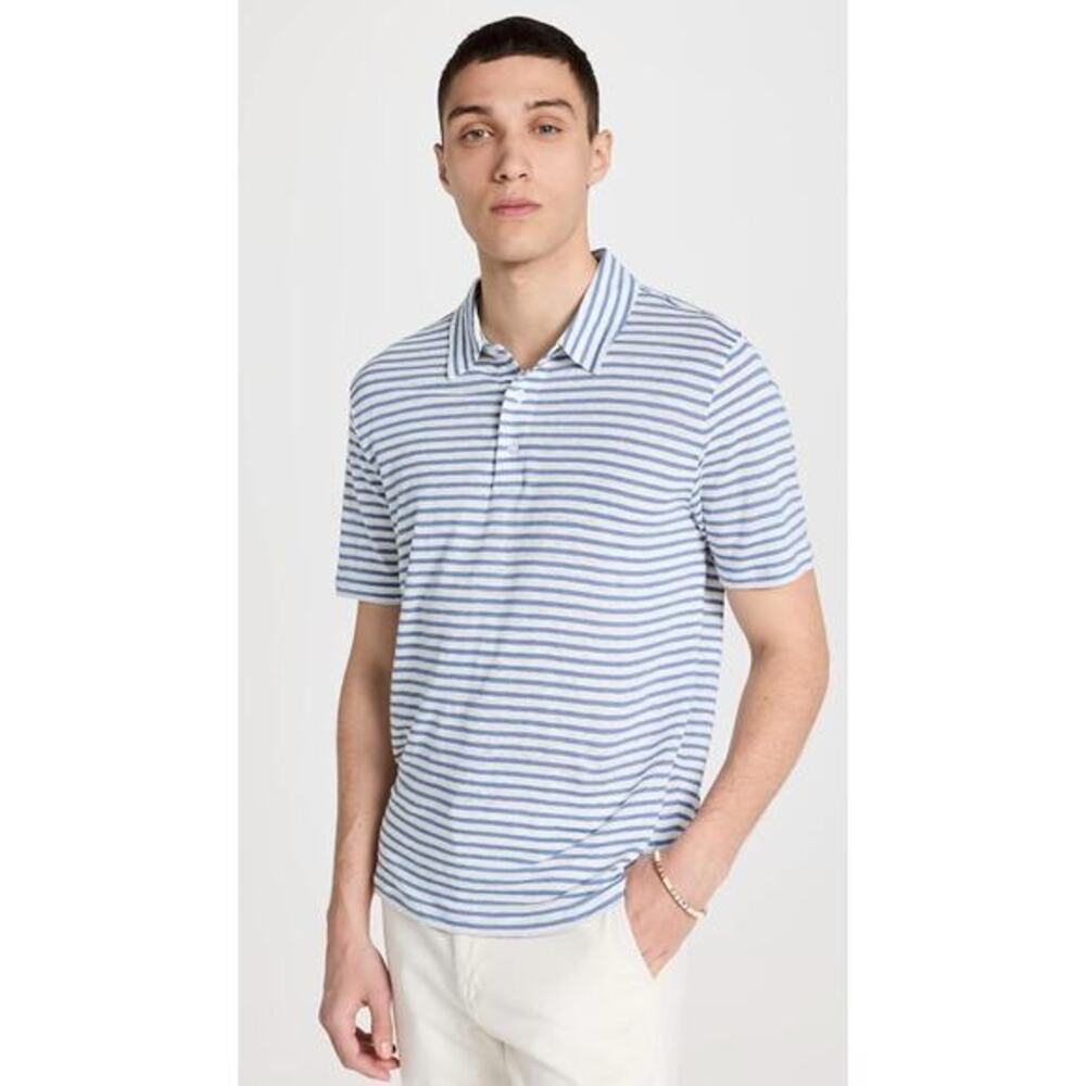 Vince light blue Stripe‎ Linen Polo Shirt